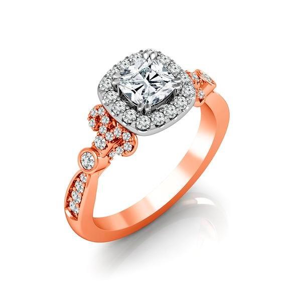 Diamond Engagement Ring 0.40 ct Center-cush Side-rd 14k White Gold