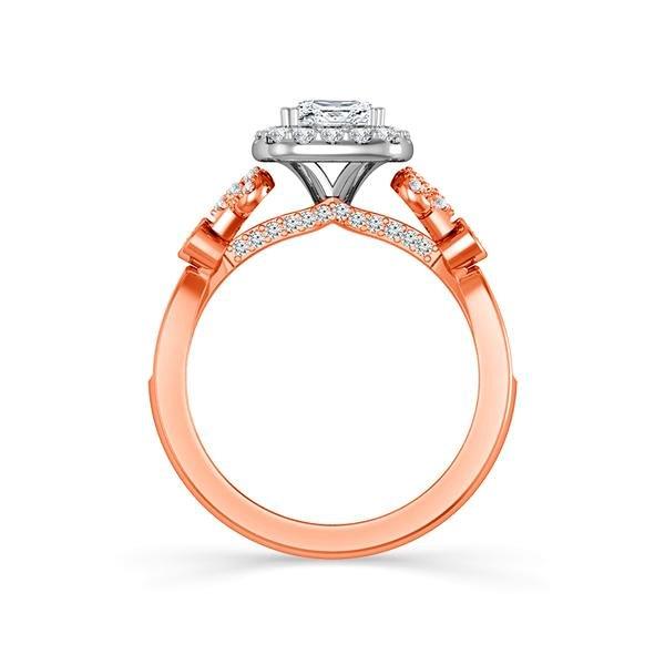 Diamond Engagement Ring 0.40 ct Center-cush Side-rd 14k White Gold