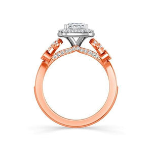Diamond Engagement Ring 0.40 ct Center-cush Side-rd 14k White Gold