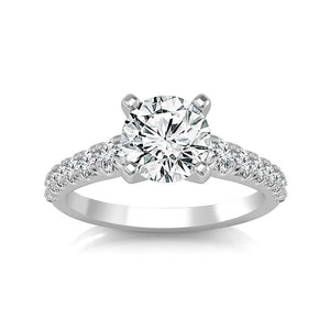 Diamond Engagement Ring 0.40 ct Center-rd Side-rd 14k White Gold