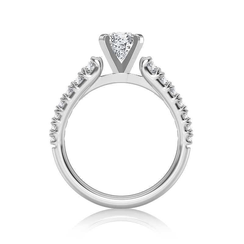 Diamond Engagement Ring 0.40 ct Center-rd Side-rd 14k White Gold