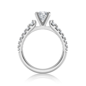 Diamond Engagement Ring 0.40 ct Center-rd Side-rd 14k White Gold