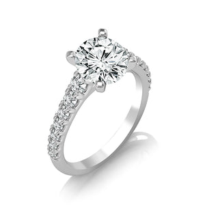Diamond Engagement Ring 0.40 ct Center-rd Side-rd 14k White Gold