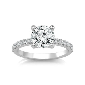 Diamond Engagement Ring 0.20 ct Center-rd Side-rd 14k White Gold
