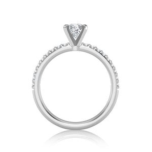 Diamond Engagement Ring 0.20 ct Center-rd Side-rd 14k White Gold