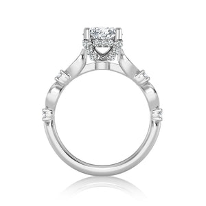 Diamond Engagement Ring 0.33 ct Center-rd Side-rd 14k White Gold