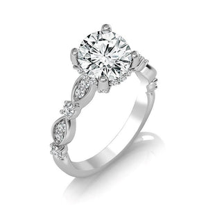 Diamond Engagement Ring 0.33 ct Center-rd Side-rd 14k White Gold