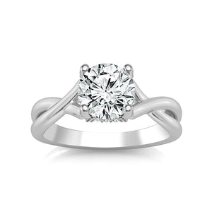 Diamond Engagement Ring 0.10 ct Center-rd Side-rd 14k White Gold