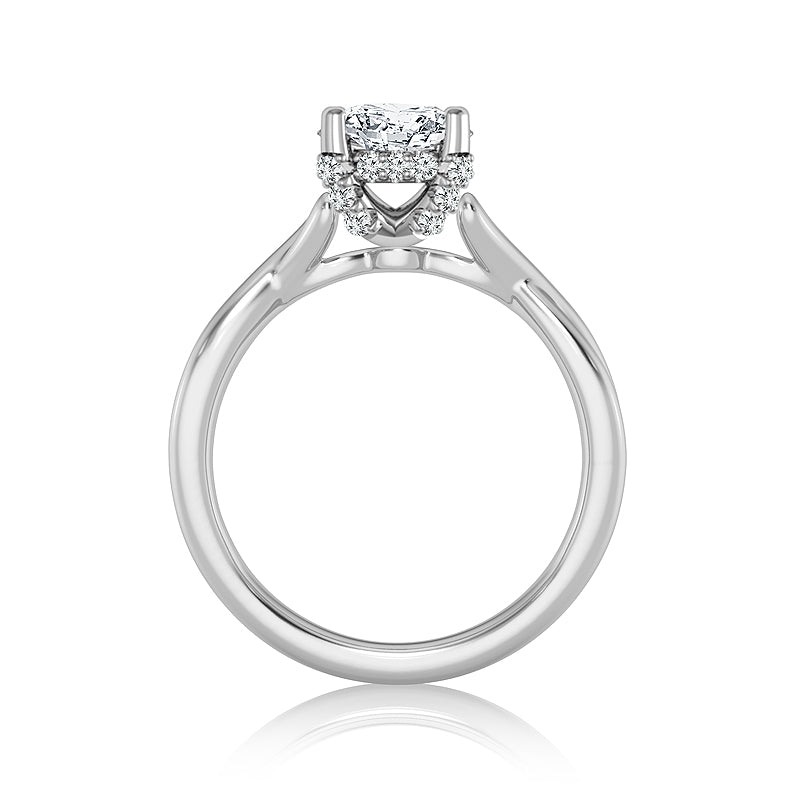 Diamond Engagement Ring 0.10 ct Center-rd Side-rd 14k White Gold