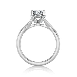 Diamond Engagement Ring 0.10 ct Center-rd Side-rd 14k White Gold