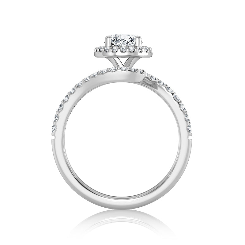 Diamond Engagement Ring 0.40 ct Center-rd Side-rd 14k White Gold