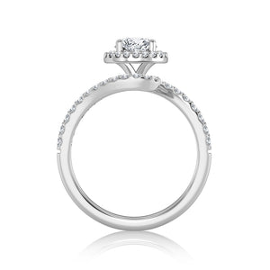 Diamond Engagement Ring 0.40 ct Center-rd Side-rd 14k White Gold