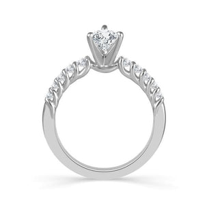 Diamond Engagement Ring 0.33 ct Center-pear Side-rd 18k White Gold