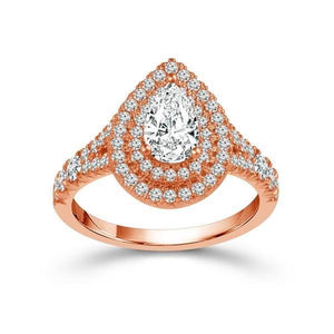 Diamond Engagement Ring 0.63 ct Center-pear Side-rd 18k Rose Gold