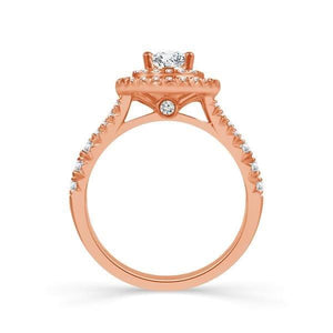 Diamond Engagement Ring 0.63 ct Center-pear Side-rd 18k Rose Gold