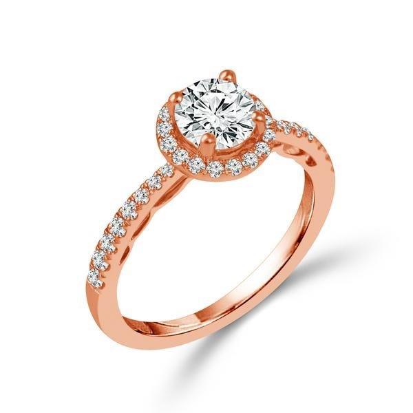 Diamond Engagement Ring 0.33 ct Round 18k Rose Gold