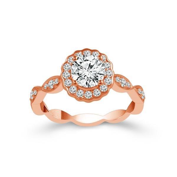Diamond Engagement Ring 0.33 ct Round 18k Rose Gold