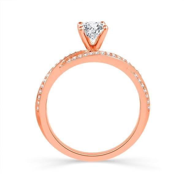 Diamond Engagement Ring 0.20 ct Center-oval Side-rd 18k Rose Gold