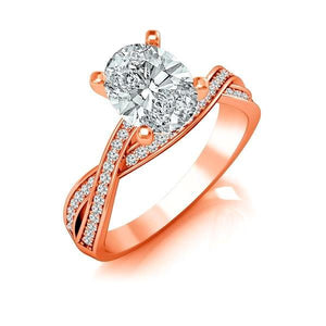 Diamond Engagement Ring 0.20 ct Center-oval Side-rd 18k Rose Gold