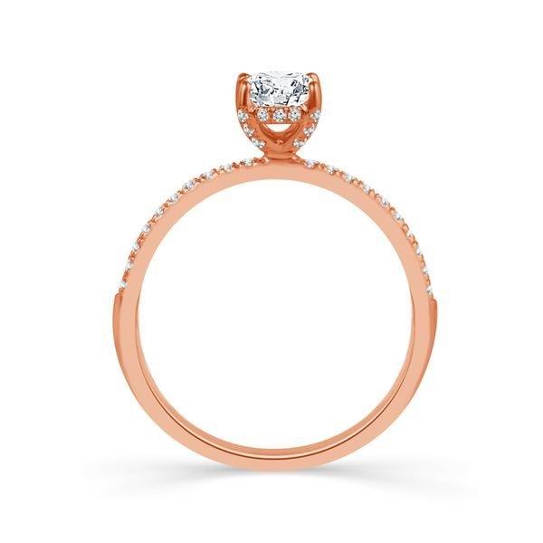 Diamond Engagement Ring 0.25 ct Center-oval Side-rd 18k Rose Gold