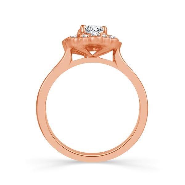 Diamond Engagement Ring 0.33 ct Center-oval Side-rd 18k Rose Gold