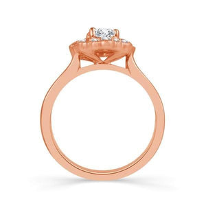 Diamond Engagement Ring 0.33 ct Center-oval Side-rd 18k Rose Gold