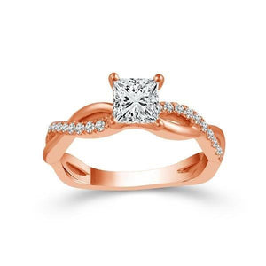 Diamond Engagement Ring 0.17 ct Center-pr Side-rd 18k Rose Gold