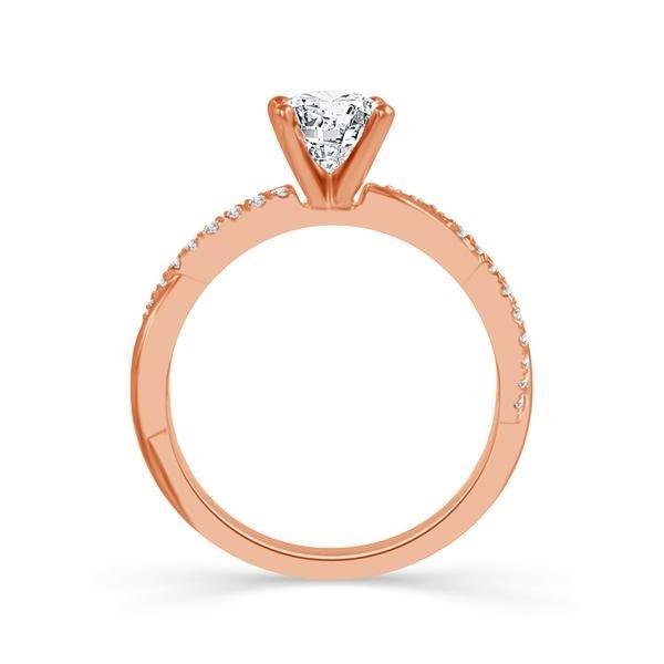 Diamond Engagement Ring 0.17 ct Center-pr Side-rd 18k Rose Gold