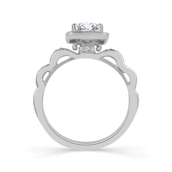 Diamond Engagement Ring 0.33 ct Center-pr Side-rd 18k White Gold