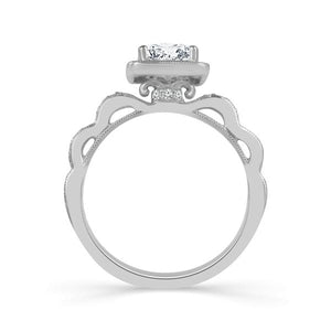 Diamond Engagement Ring 0.33 ct Center-pr Side-rd 18k White Gold