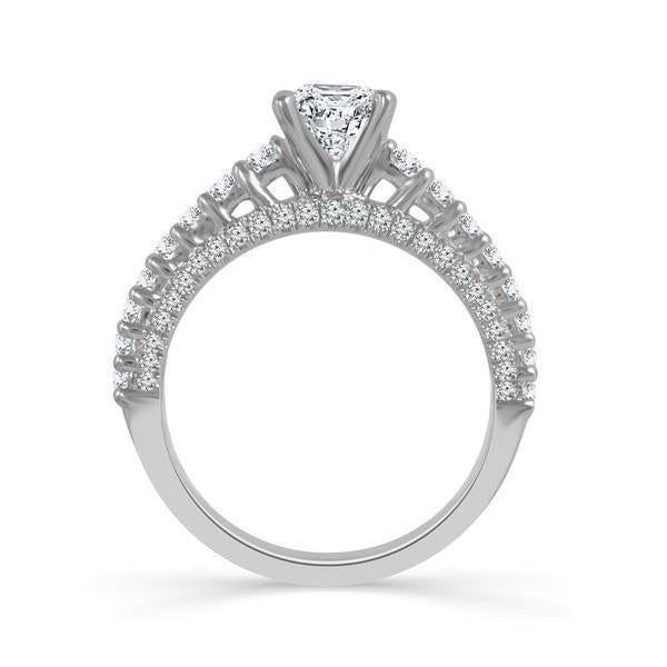 Diamond Engagement Ring 0.75 ct Center-pr Side-rd 18k White Gold