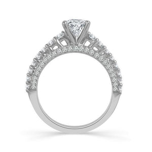 Diamond Engagement Ring 0.75 ct Center-pr Side-rd 18k White Gold