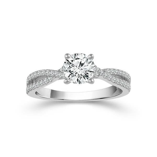Diamond Engagement Ring 0.33 ct Center-rd Side-rd 18k White Gold