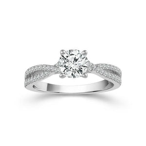 Diamond Engagement Ring 0.33 ct Center-rd Side-rd 18k White Gold