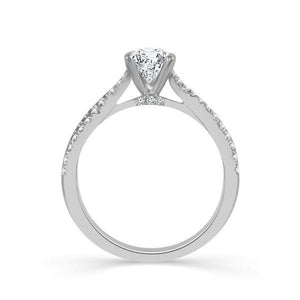 Diamond Engagement Ring 0.33 ct Center-rd Side-rd 18k White Gold