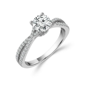 Diamond Engagement Ring 0.33 ct Center-rd Side-rd 18k White Gold
