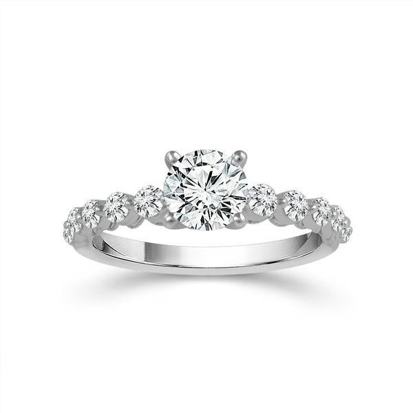 Diamond Engagement Ring 0.50 ct Center-rd Side-rd 18k White Gold
