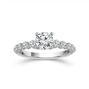 Diamond Engagement Ring 0.50 ct Center-rd Side-rd 18k White Gold