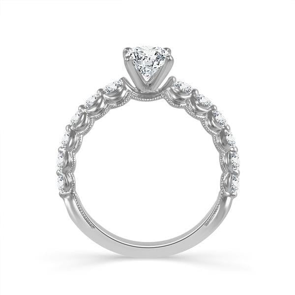 Diamond Engagement Ring 0.50 ct Center-rd Side-rd 18k White Gold
