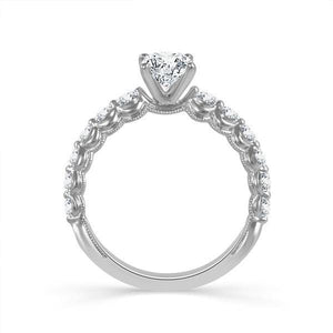 Diamond Engagement Ring 0.50 ct Center-rd Side-rd 18k White Gold
