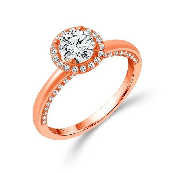 Diamond Engagement Ring 0.40 ct Center-rd Side-rd 18k Rose Gold