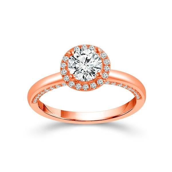 Diamond Engagement Ring 0.40 ct Center-rd Side-rd 18k Rose Gold