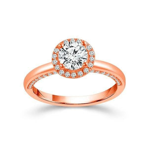 Diamond Engagement Ring 0.40 ct Center-rd Side-rd 18k Rose Gold