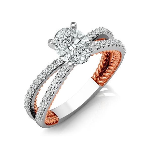 Diamond Engagement Ring 0.33 ct Center-oval Side-rd 18k White Gold