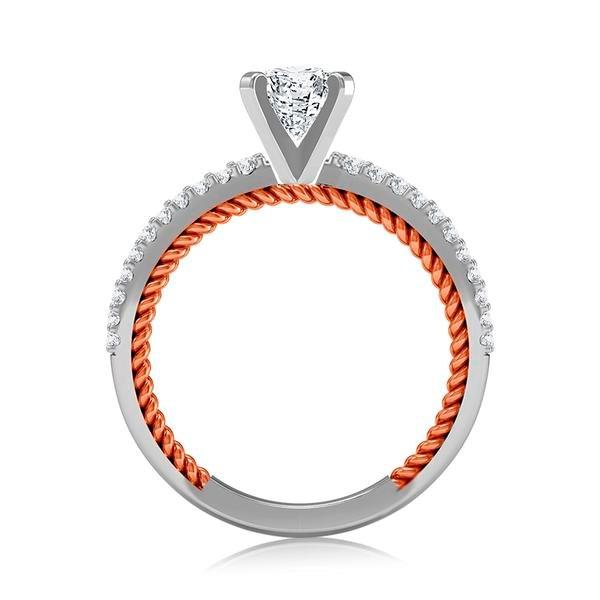 Diamond Engagement Ring 0.33 ct Center-oval Side-rd 18k White Gold