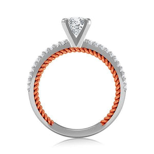 Diamond Engagement Ring 0.33 ct Center-oval Side-rd 18k White Gold