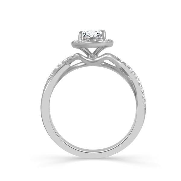 Diamond Engagement Ring 0.33 ct Center-oval Side-rd 18k White Gold