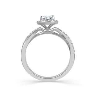 Diamond Engagement Ring 0.33 ct Center-oval Side-rd 18k White Gold
