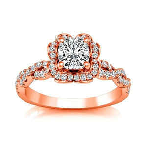 Diamond Engagement Ring 0.33 ct Round 18k Rose Gold