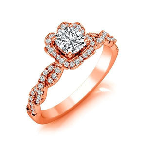 Diamond Engagement Ring 0.33 ct Round 18k Rose Gold